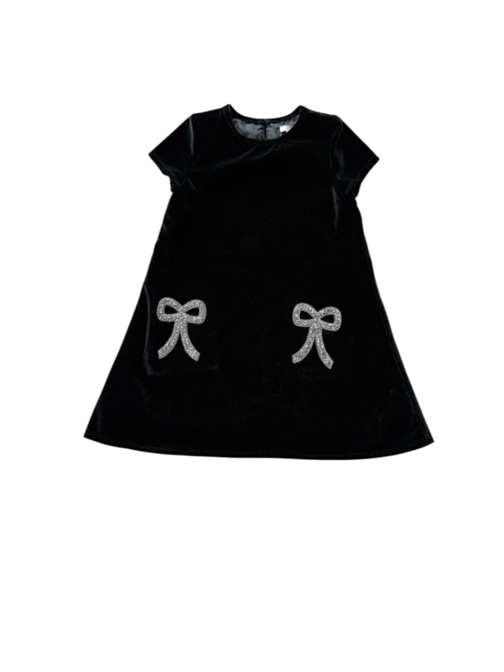 Tahari Black Velvet Short Sleeve Bow Dress